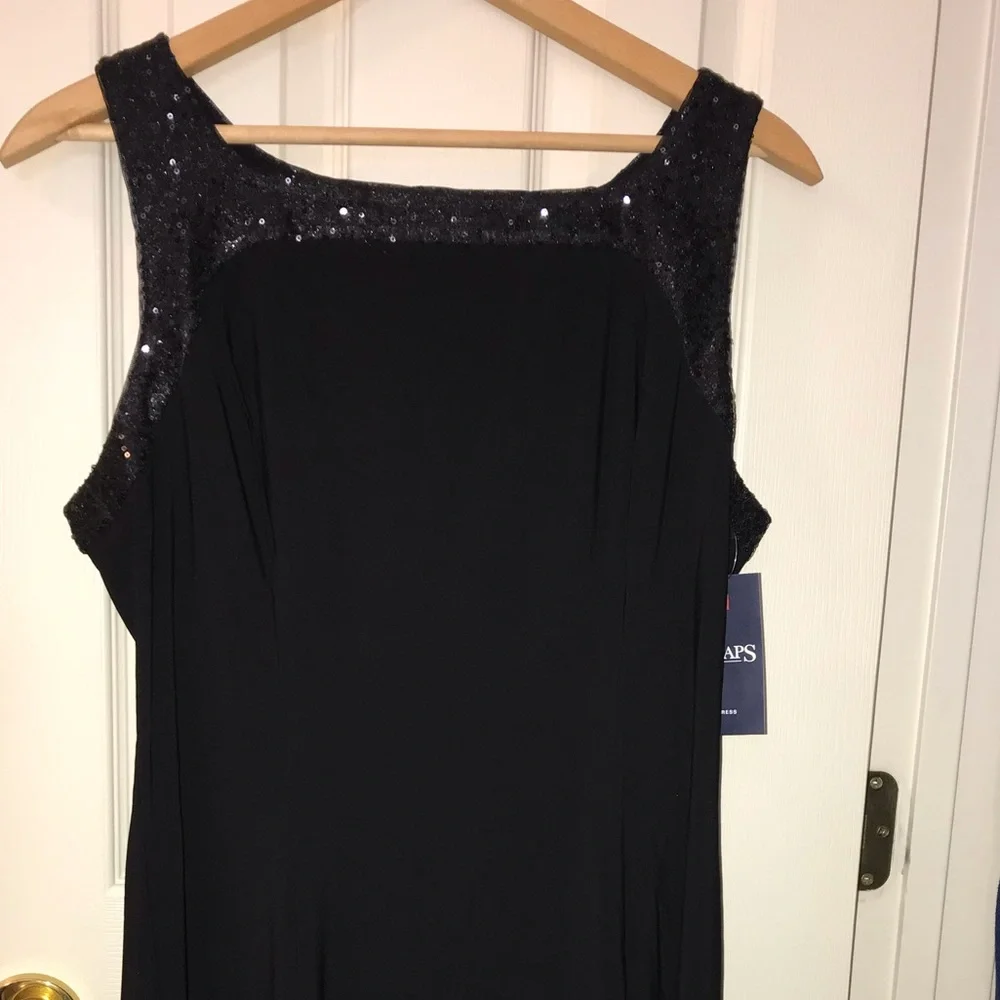 Chaps Jersey Sequin Black Dress Women’s Large - Picture 3 of 8